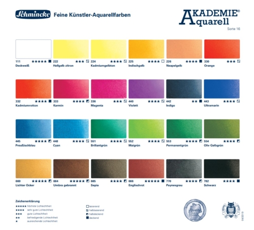 Preview: Schmincke Akademie Aquarell Farben, 1/2 Napf in verschiedenen Farben/ je 1 Stück